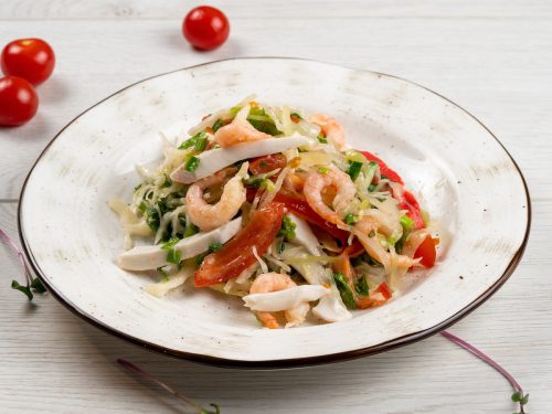 Салат Зеленый с морепродуктами